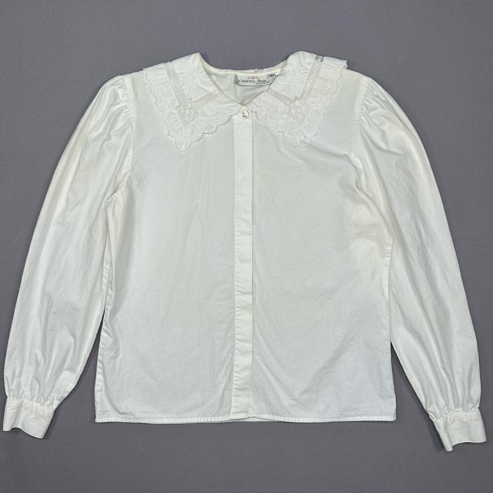 Vintage 1980’s Carroll Reed Cottagecore Lace Collar Blouse Size 10